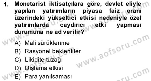 Maliye Politikası Dersi 2013 - 2014 Yılı (Vize) Ara Sınav Soruları 1. Soru