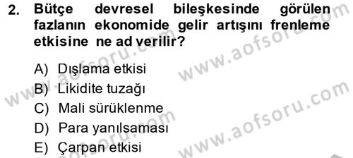 Maliye Politikası Dersi 2013 - 2014 Yılı (Vize) Ara Sınav Soruları 2. Soru