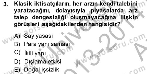Maliye Politikası Dersi 2013 - 2014 Yılı (Vize) Ara Sınav Soruları 3. Soru
