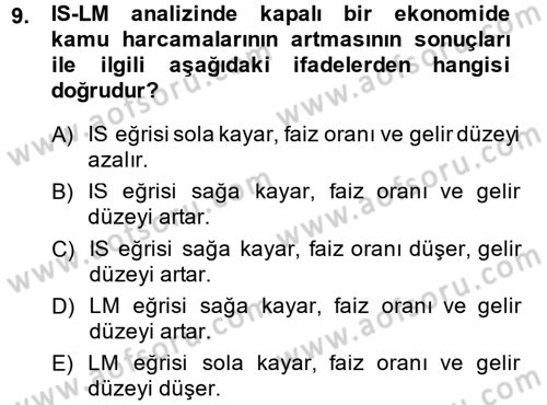 Maliye Politikası Dersi 2013 - 2014 Yılı (Vize) Ara Sınavı 9. Soru