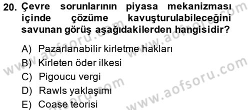 Maliye Politikası Dersi 2013 - 2014 Yılı (Final) Dönem Sonu Sınav Soruları 20. Soru