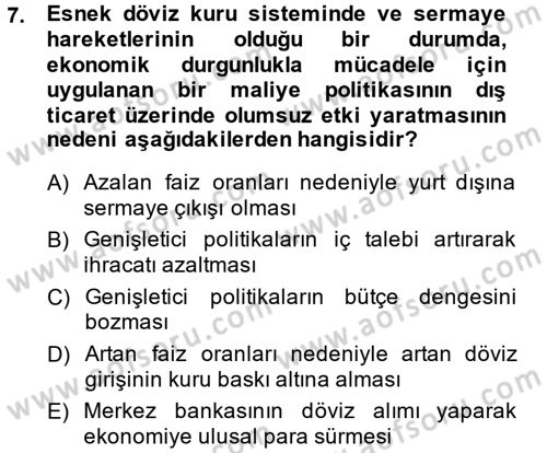 Maliye Politikası Dersi 2013 - 2014 Yılı (Final) Dönem Sonu Sınav Soruları 7. Soru