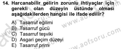 Maliye Politikası Dersi 2013 - 2014 Yılı Tek Ders Sınav Soruları 14. Soru