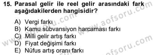 Maliye Politikası Dersi 2013 - 2014 Yılı Tek Ders Sınav Soruları 15. Soru