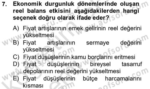 Maliye Politikası Dersi 2013 - 2014 Yılı Tek Ders Sınav Soruları 7. Soru
