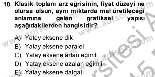 Maliye Politikası Dersi 2014 - 2015 Yılı (Vize) Ara Sınavı 10. Soru