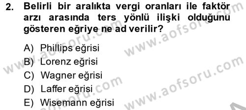 Maliye Politikası Dersi 2014 - 2015 Yılı (Vize) Ara Sınav Soruları 2. Soru