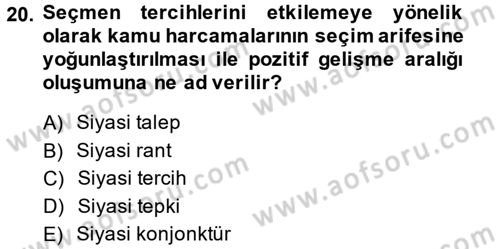 Maliye Politikası Dersi 2014 - 2015 Yılı (Vize) Ara Sınav Soruları 20. Soru