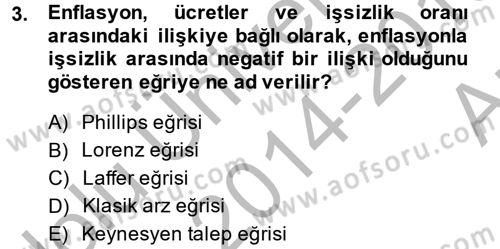 Maliye Politikası Dersi 2014 - 2015 Yılı (Vize) Ara Sınav Soruları 3. Soru