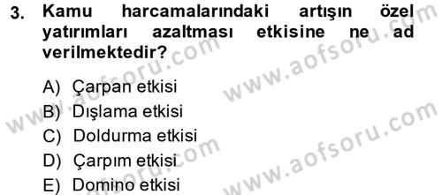 Maliye Politikası Dersi 2014 - 2015 Yılı (Final) Dönem Sonu Sınav Soruları 3. Soru