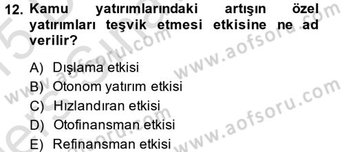 Maliye Politikası Dersi 2014 - 2015 Yılı Tek Ders Sınav Soruları 12. Soru
