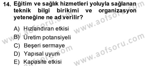 Maliye Politikası Dersi 2014 - 2015 Yılı Tek Ders Sınav Soruları 14. Soru