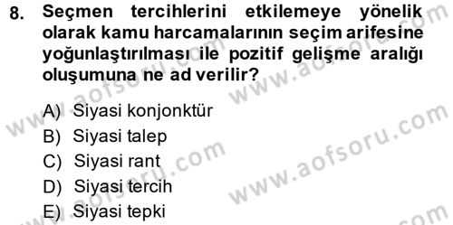 Maliye Politikası Dersi 2014 - 2015 Yılı Tek Ders Sınav Soruları 8. Soru
