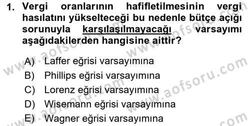 Maliye Politikası Dersi 2015 - 2016 Yılı (Vize) Ara Sınav Soruları 1. Soru