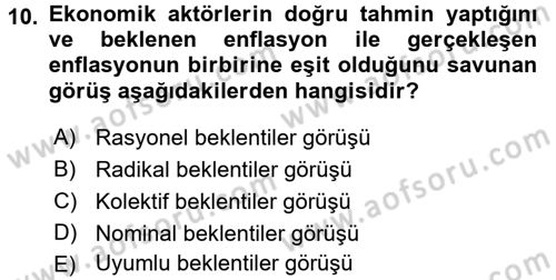 Maliye Politikası Dersi 2015 - 2016 Yılı (Vize) Ara Sınav Soruları 10. Soru