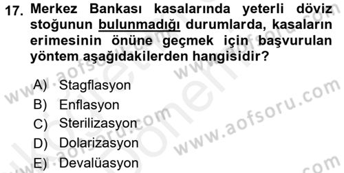 Maliye Politikası Dersi 2015 - 2016 Yılı (Vize) Ara Sınav Soruları 17. Soru