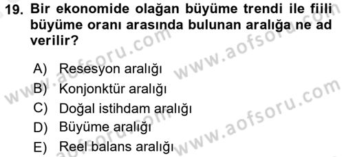 Maliye Politikası Dersi 2015 - 2016 Yılı (Vize) Ara Sınav Soruları 19. Soru