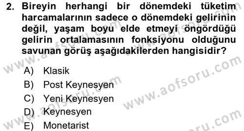 Maliye Politikası Dersi 2015 - 2016 Yılı (Vize) Ara Sınav Soruları 2. Soru