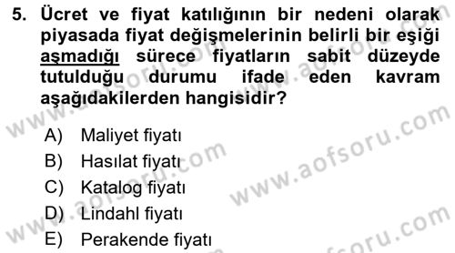 Maliye Politikası Dersi 2015 - 2016 Yılı (Vize) Ara Sınav Soruları 5. Soru