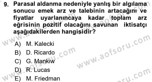 Maliye Politikası Dersi 2015 - 2016 Yılı (Vize) Ara Sınav Soruları 9. Soru
