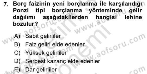 Maliye Politikası Dersi 2015 - 2016 Yılı (Final) Dönem Sonu Sınav Soruları 7. Soru