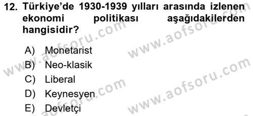 Maliye Politikası Dersi 2015 - 2016 Yılı Tek Ders Sınav Soruları 12. Soru