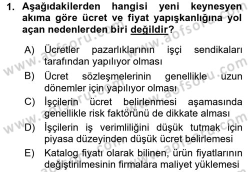 Maliye Politikası Dersi 2016 - 2017 Yılı (Vize) Ara Sınav Soruları 1. Soru