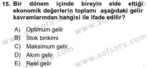 Maliye Politikası Dersi 2016 - 2017 Yılı (Final) Dönem Sonu Sınav Soruları 15. Soru