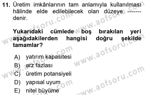 Maliye Politikası Dersi 2017 - 2018 Yılı 3 Ders Sınav Soruları 11. Soru
