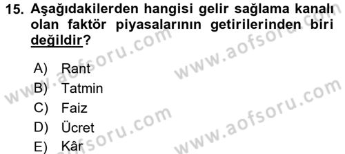 Maliye Politikası Dersi 2017 - 2018 Yılı 3 Ders Sınav Soruları 15. Soru