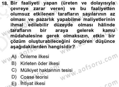 Maliye Politikası Dersi 2017 - 2018 Yılı 3 Ders Sınav Soruları 18. Soru