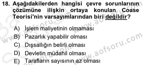 Maliye Politikası Dersi 2017 - 2018 Yılı (Final) Dönem Sonu Sınav Soruları 18. Soru