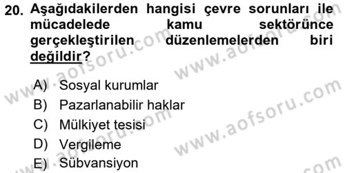 Maliye Politikası Dersi 2017 - 2018 Yılı (Final) Dönem Sonu Sınav Soruları 20. Soru