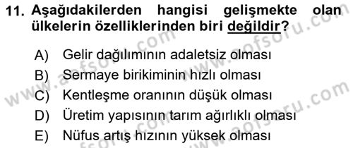 Maliye Politikası Dersi 2018 - 2019 Yılı 3 Ders Sınav Soruları 11. Soru