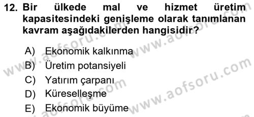 Maliye Politikası Dersi 2018 - 2019 Yılı 3 Ders Sınav Soruları 12. Soru