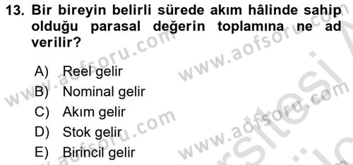 Maliye Politikası Dersi 2018 - 2019 Yılı 3 Ders Sınav Soruları 13. Soru