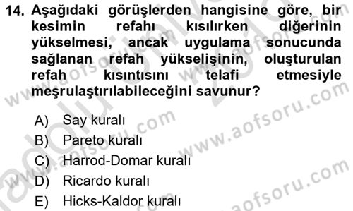 Maliye Politikası Dersi 2018 - 2019 Yılı 3 Ders Sınav Soruları 14. Soru