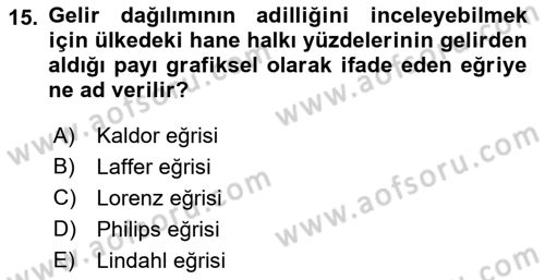 Maliye Politikası Dersi 2018 - 2019 Yılı 3 Ders Sınav Soruları 15. Soru
