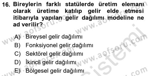Maliye Politikası Dersi 2018 - 2019 Yılı 3 Ders Sınav Soruları 16. Soru