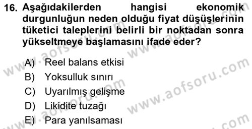 Maliye Politikası Dersi 2018 - 2019 Yılı (Vize) Ara Sınav Soruları 16. Soru