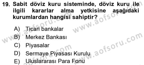 Maliye Politikası Dersi 2018 - 2019 Yılı (Vize) Ara Sınav Soruları 19. Soru