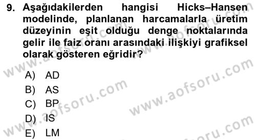 Maliye Politikası Dersi 2018 - 2019 Yılı (Vize) Ara Sınav Soruları 9. Soru