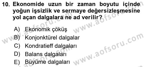 Maliye Politikası Dersi 2018 - 2019 Yılı Yaz Okulu Sınavı 10. Soru