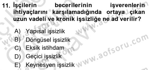 Maliye Politikası Dersi 2020 - 2021 Yılı Yaz Okulu Sınavı 11. Soru