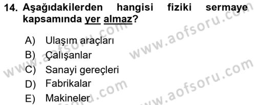 Maliye Politikası Dersi 2020 - 2021 Yılı Yaz Okulu Sınav Soruları 14. Soru