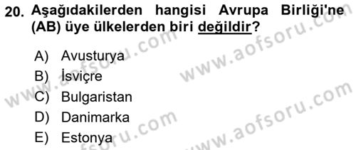 Maliye Politikası Dersi 2020 - 2021 Yılı Yaz Okulu Sınav Soruları 20. Soru