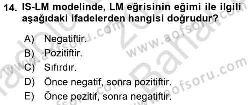 Maliye Politikası Dersi 2021 - 2022 Yılı (Vize) Ara Sınav Soruları 14. Soru