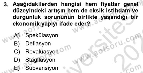 Maliye Politikası Dersi 2021 - 2022 Yılı (Vize) Ara Sınav Soruları 3. Soru