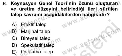 Maliye Politikası Dersi 2021 - 2022 Yılı (Vize) Ara Sınavı 6. Soru