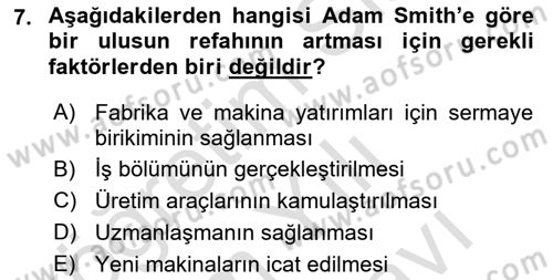 Maliye Politikası Dersi 2021 - 2022 Yılı (Vize) Ara Sınav Soruları 7. Soru